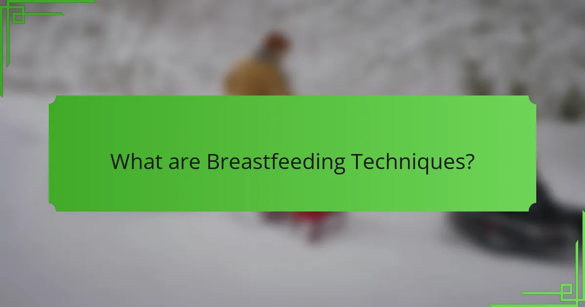 What are Breastfeeding Techniques?