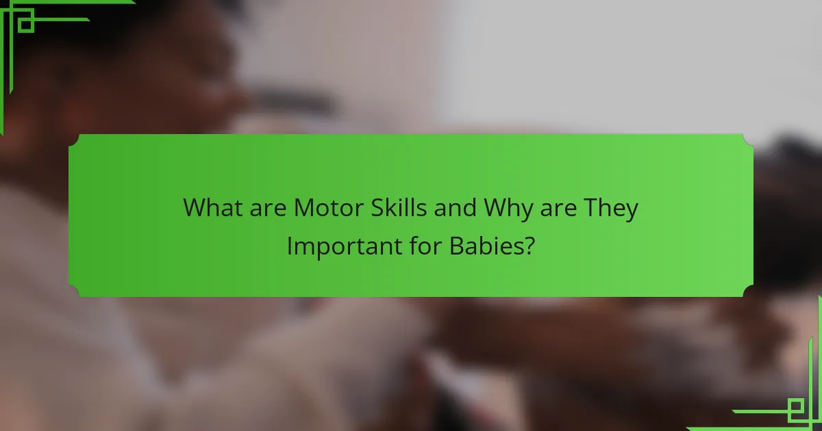 What are Motor Skills and Why are They Important for Babies?