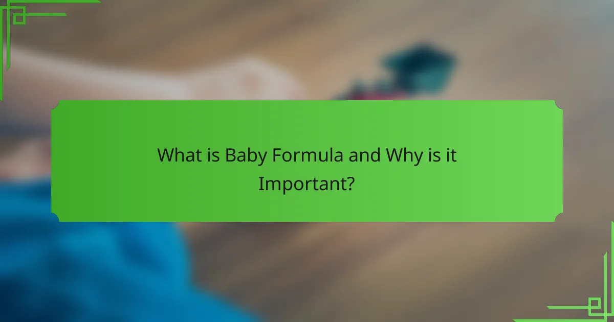What is Baby Formula and Why is it Important?